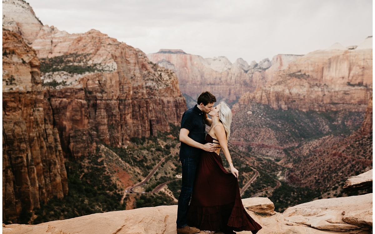 Megan and Andrew, Adventurous Engagement Session in Zion National Park
