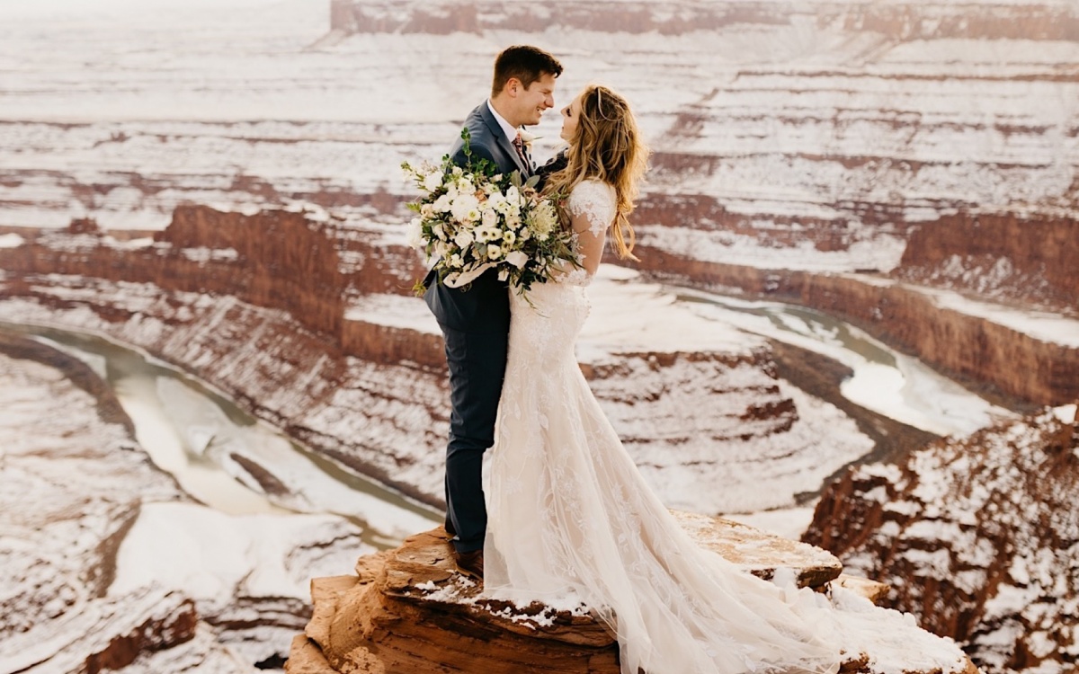 Snowy Wedding Bridals in Moab, Utah | Austin + Emily