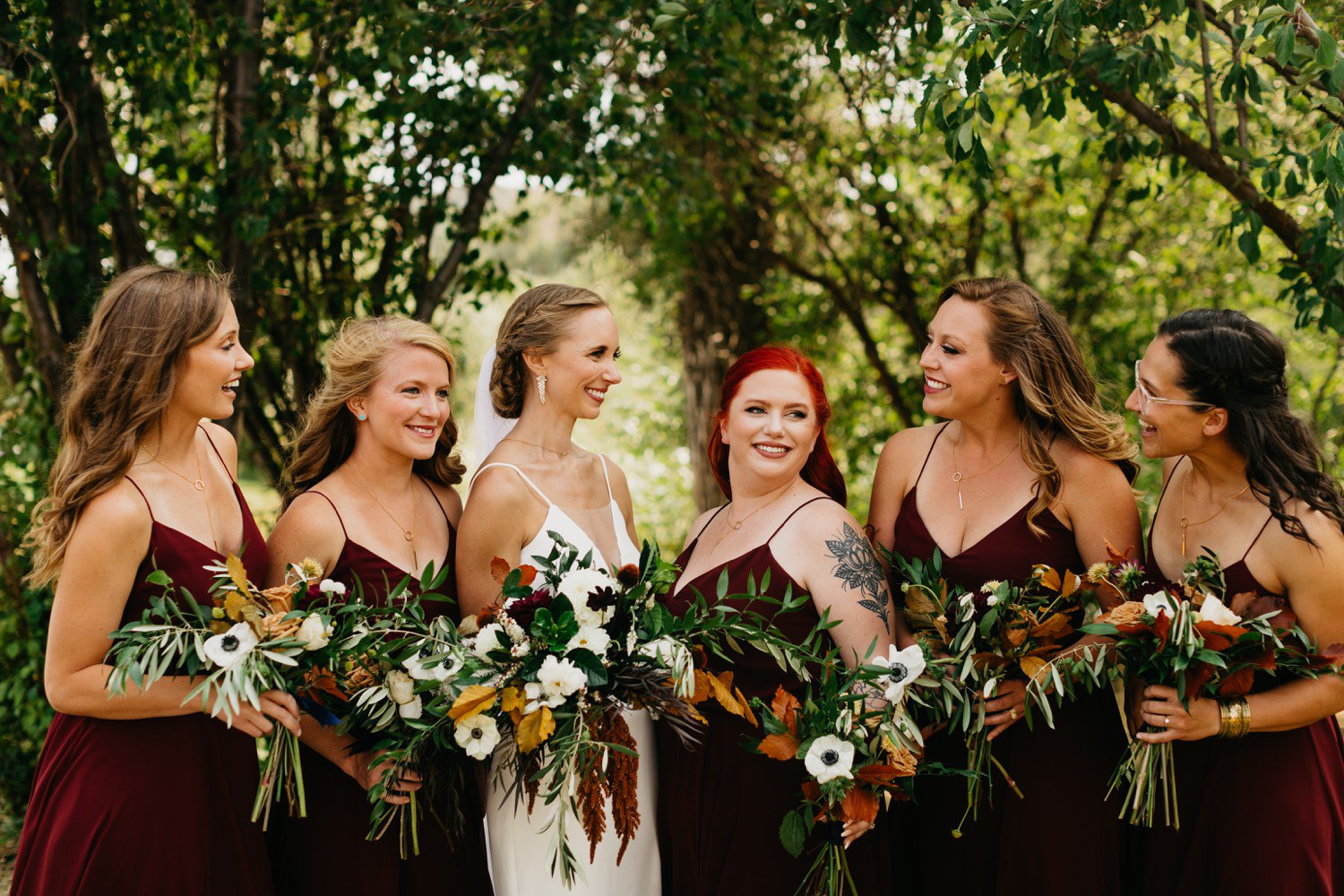Fall Wedding Bridesmaid Dresses and Bouquets