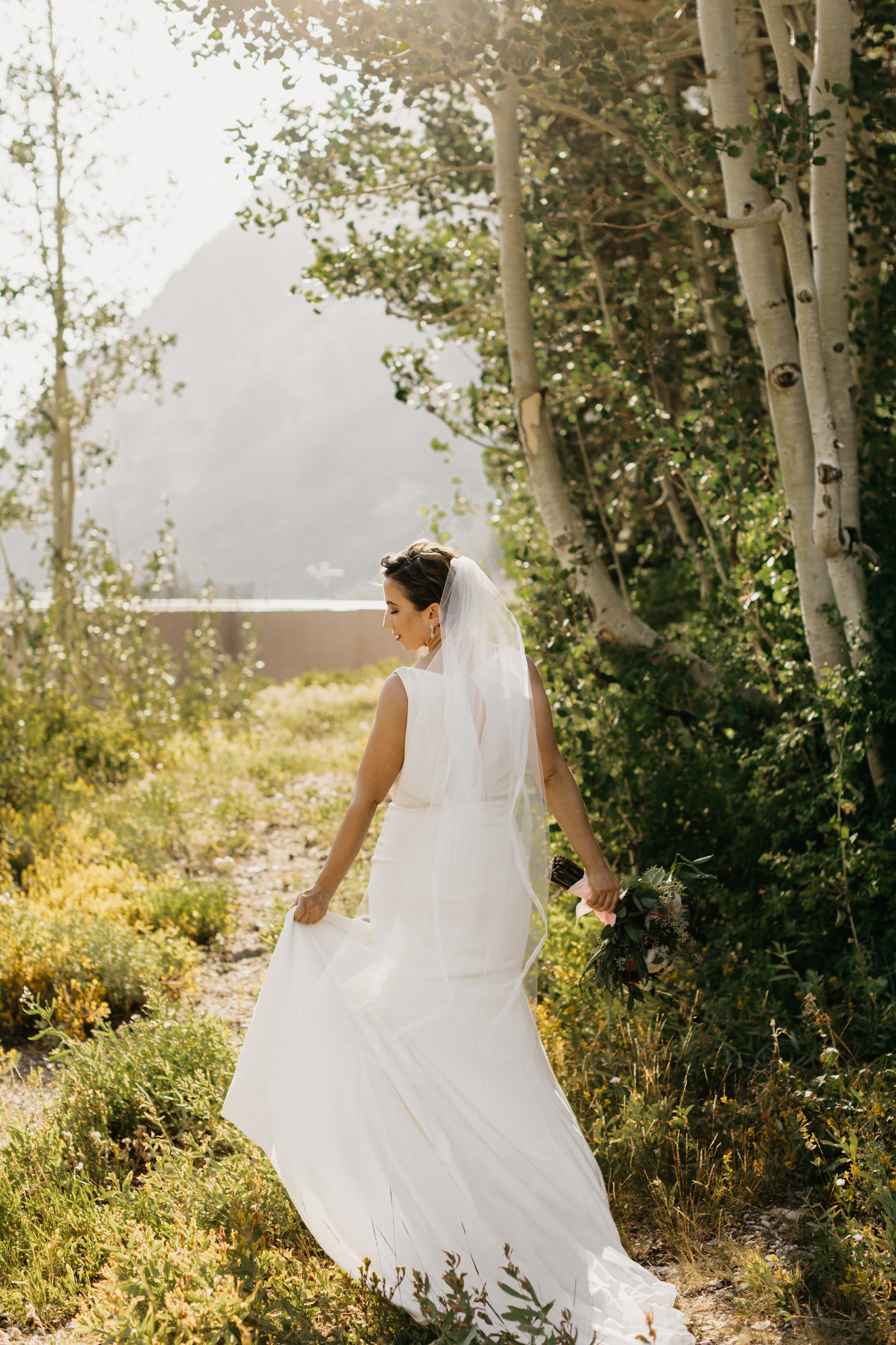 Back of Bride's Dress Utah Mountain Wedding