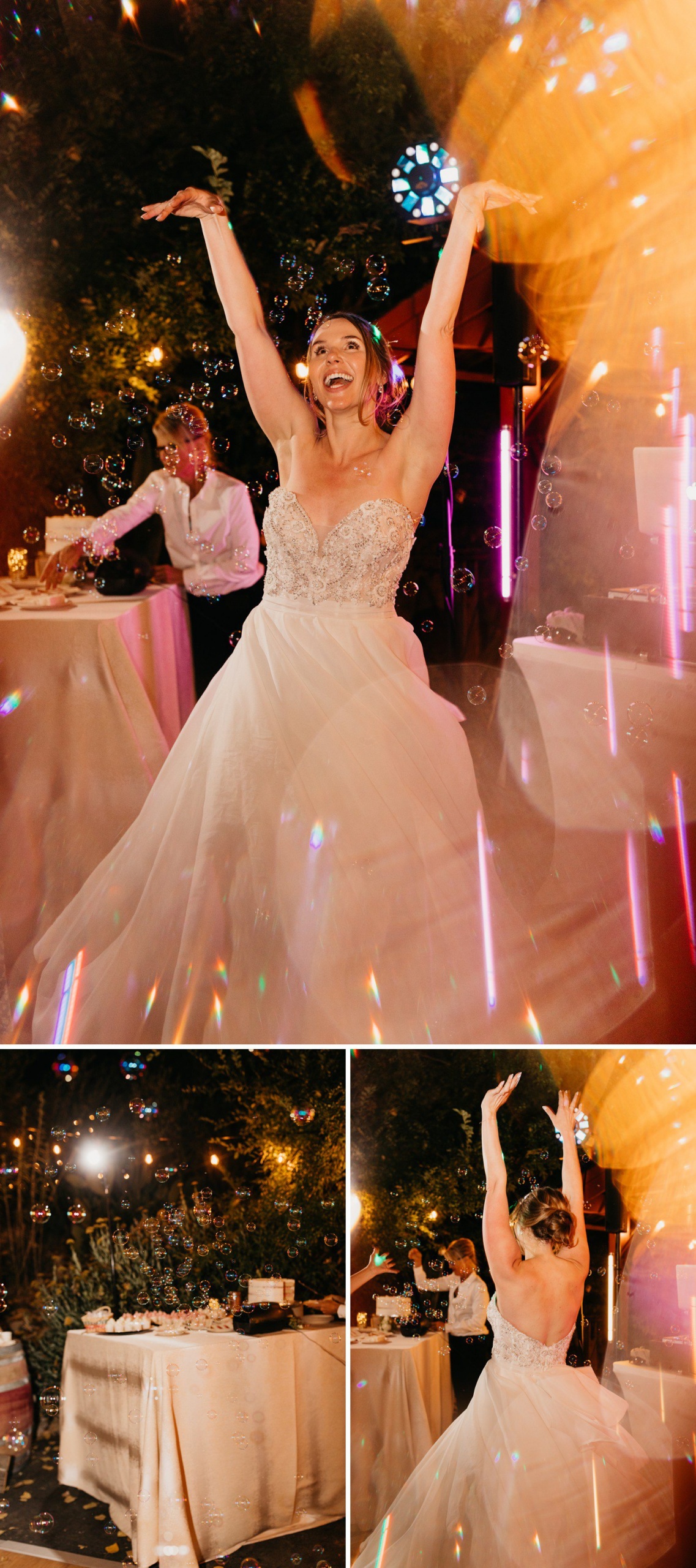 Bubble machine at wedding dancing photos
