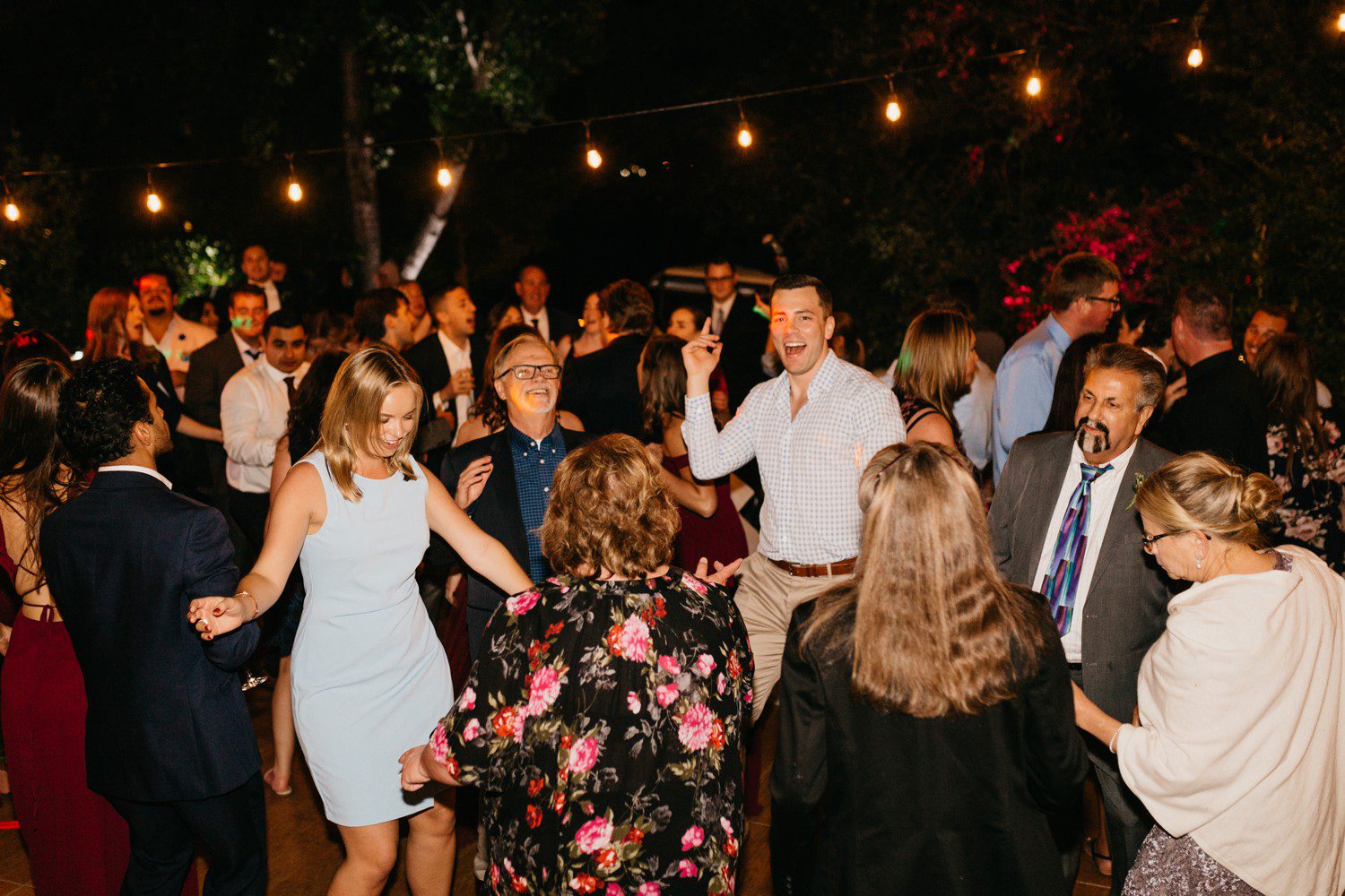 Wedding Guests Dancing During Wedding Reception in California 