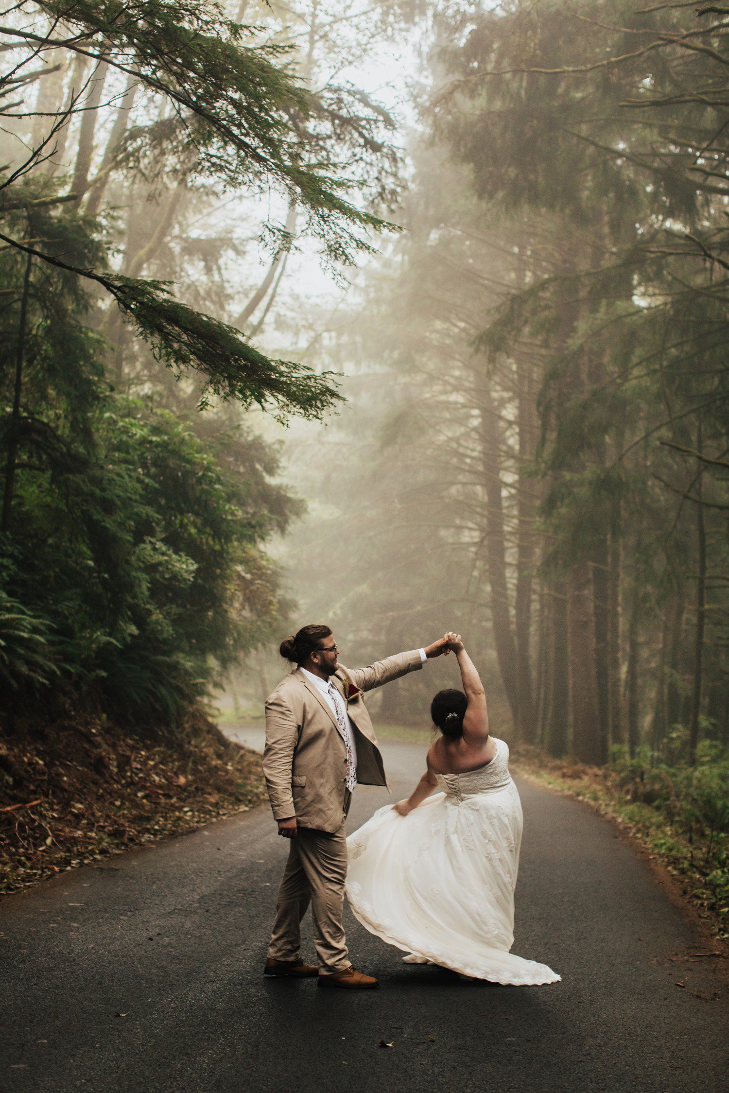 Bride and Groom Dancing at Ecola State Park