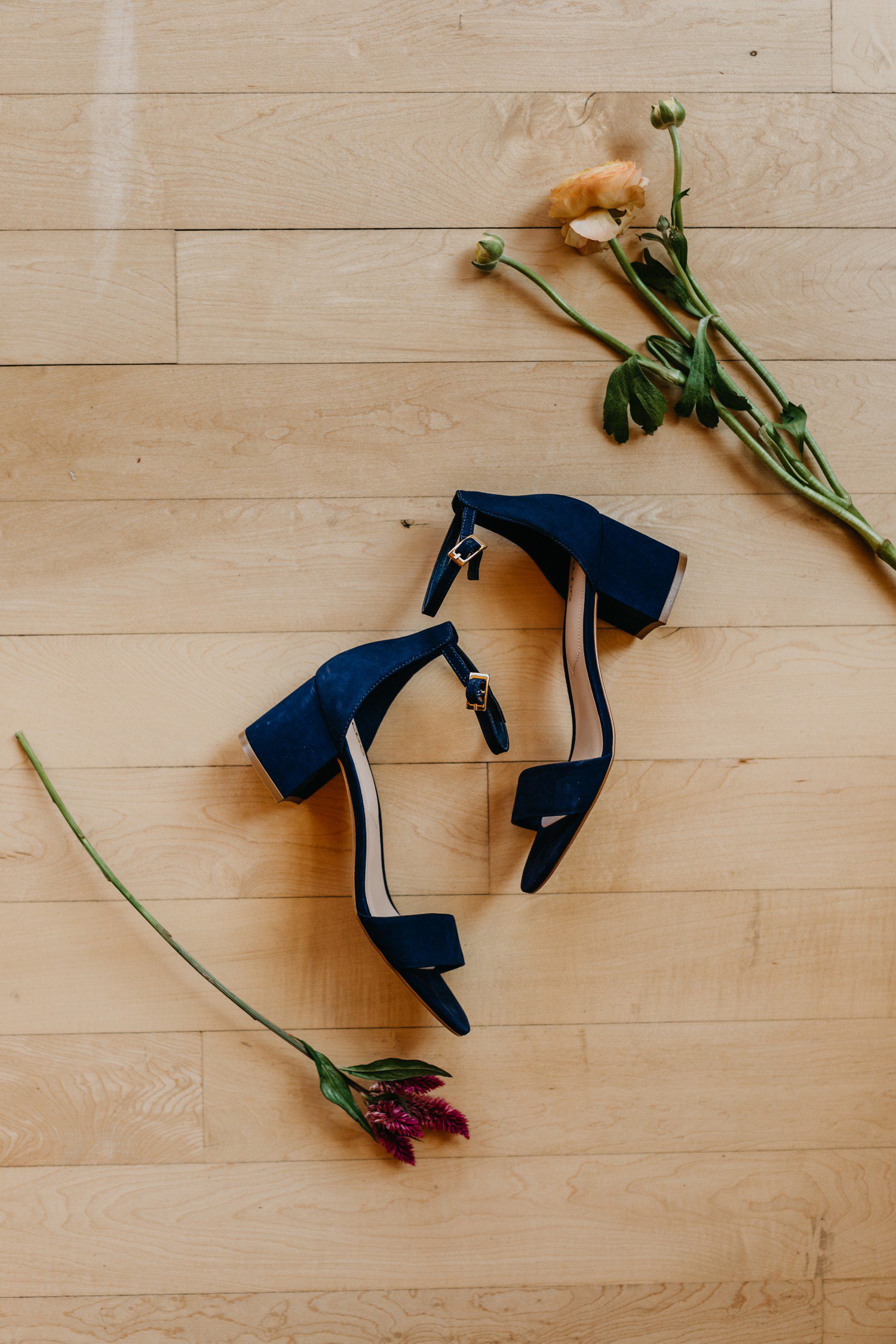 Navy Wedding Shoes with flowers