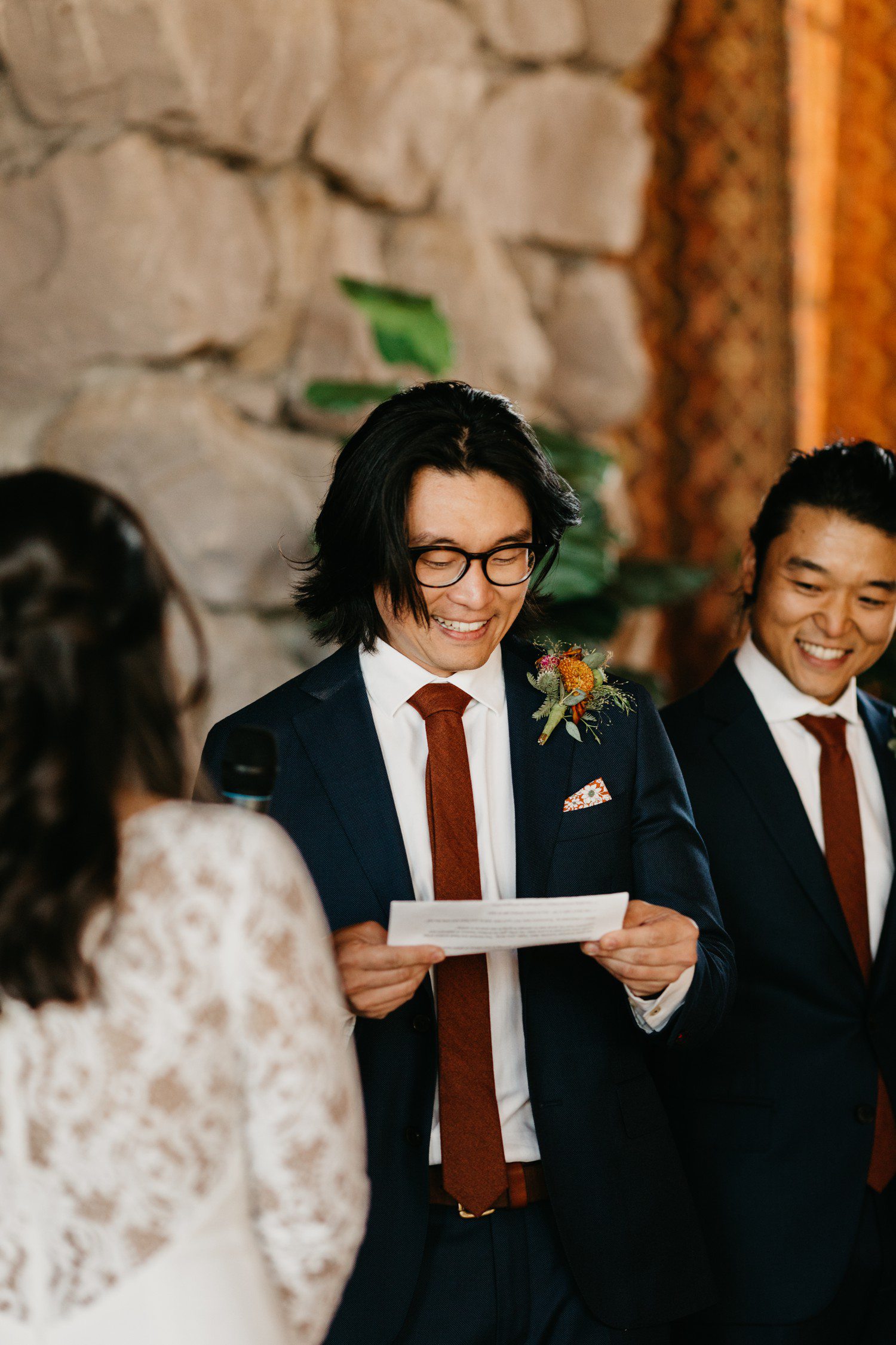 Groom Reading Vows Yellowstone Wedding
