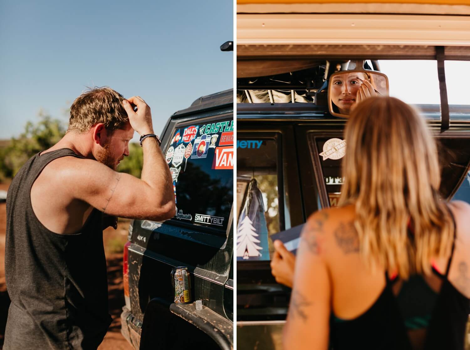 Moab Elopement Couple Getting Ready