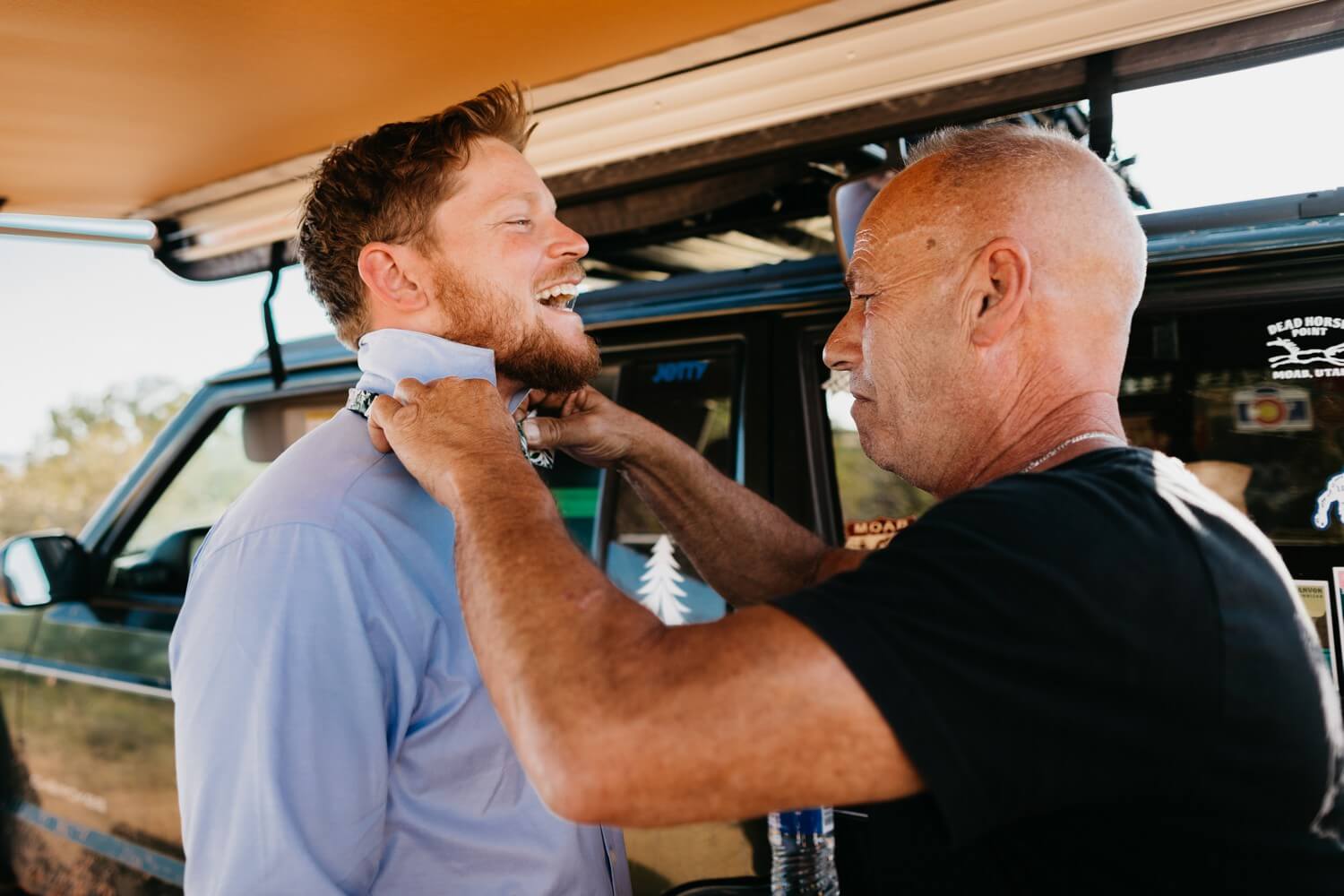 Groom Getting Ready Moab Elopement