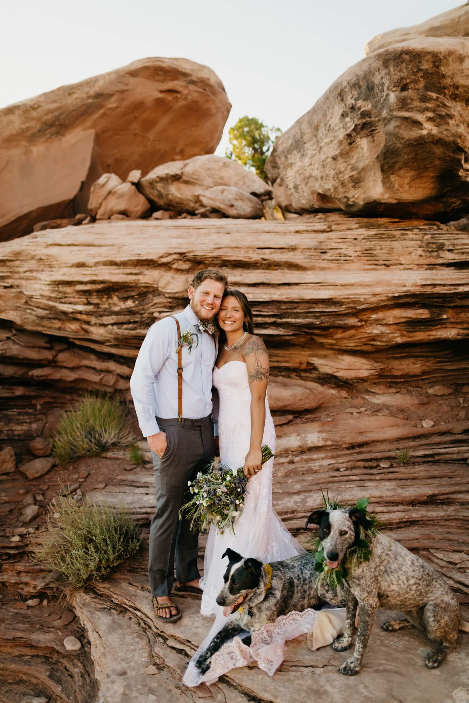 Moab Elopement with Dogs