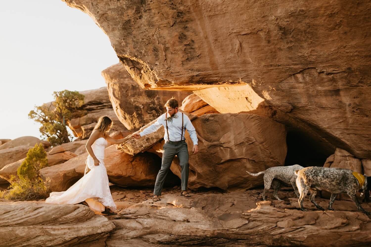 Elopement in Moab with Dogs