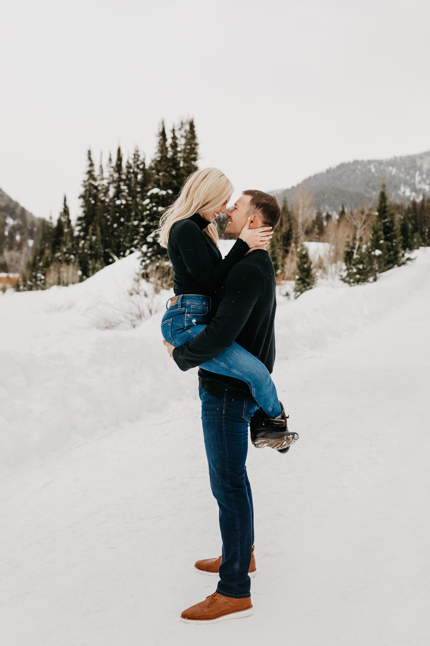 Salt Lake City Engagement Photos in the snow