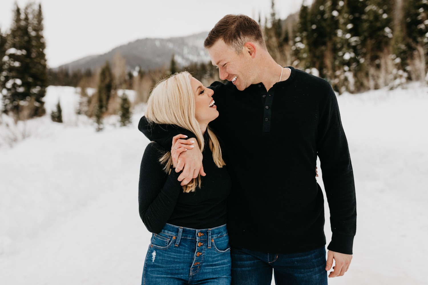 Winter Engagement Photos in Big Cottonwood Canyon