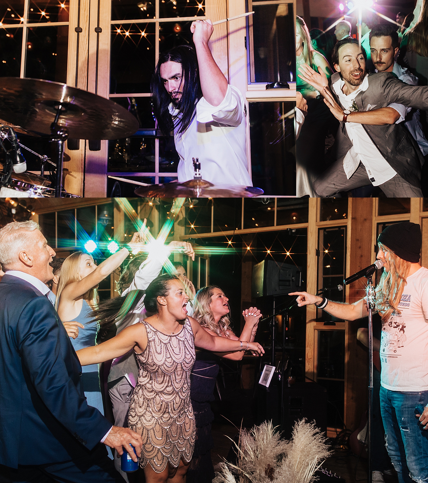 groom plays the drums in emo punk rock band at High West in Park City, Utah