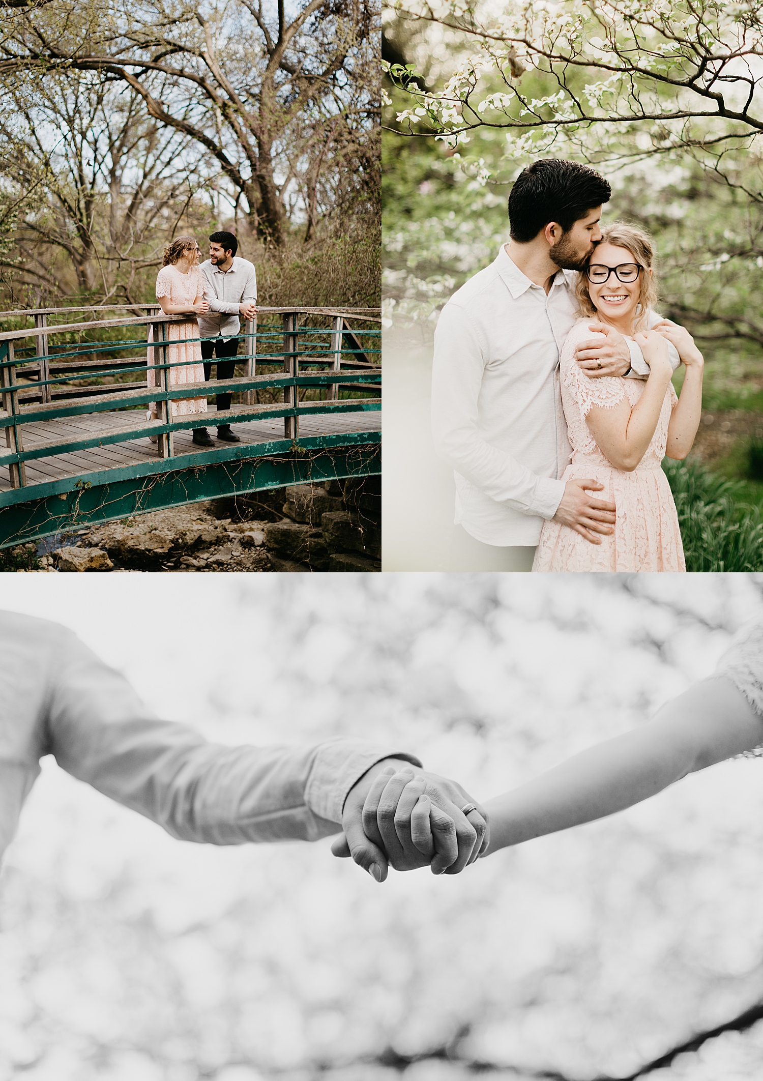 man and woman hold hands under trees by Destination Wedding Photographer