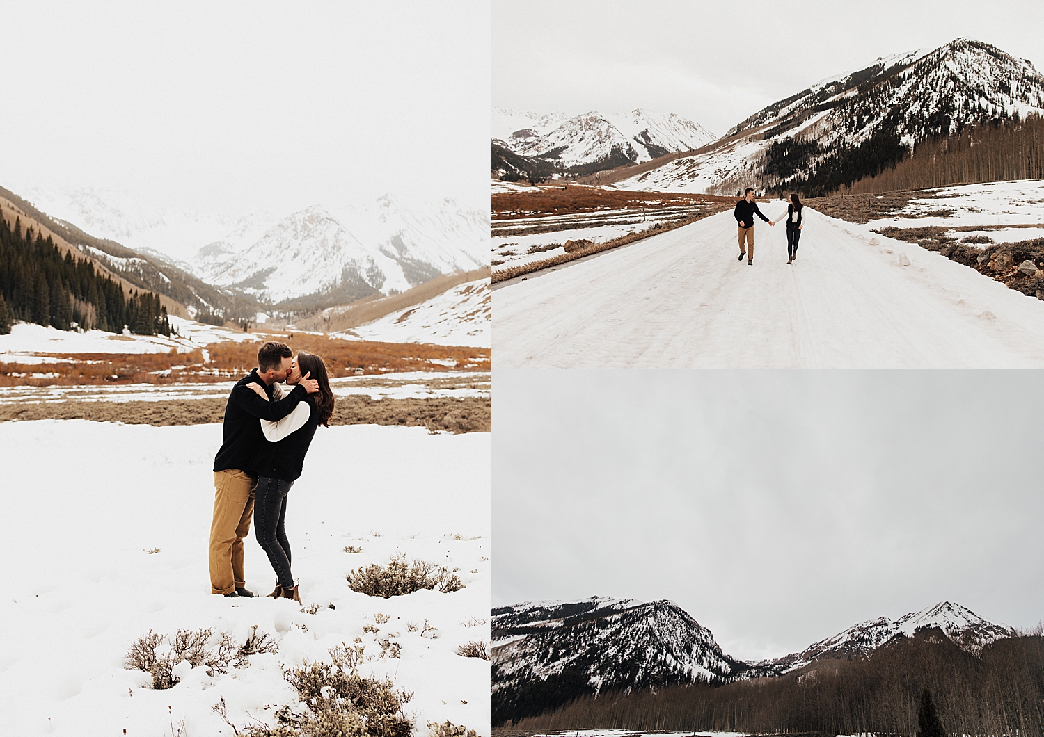 man pulls woman in for a kiss amidst Colorado landscape by Destination wedding photographer