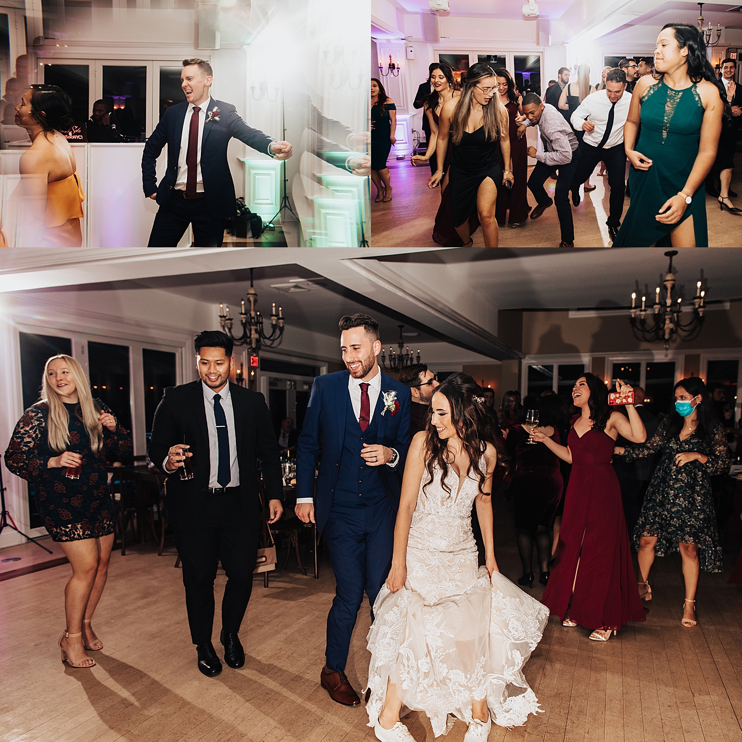 guests dance across the reception floor for Moody Wedding in New Jersey