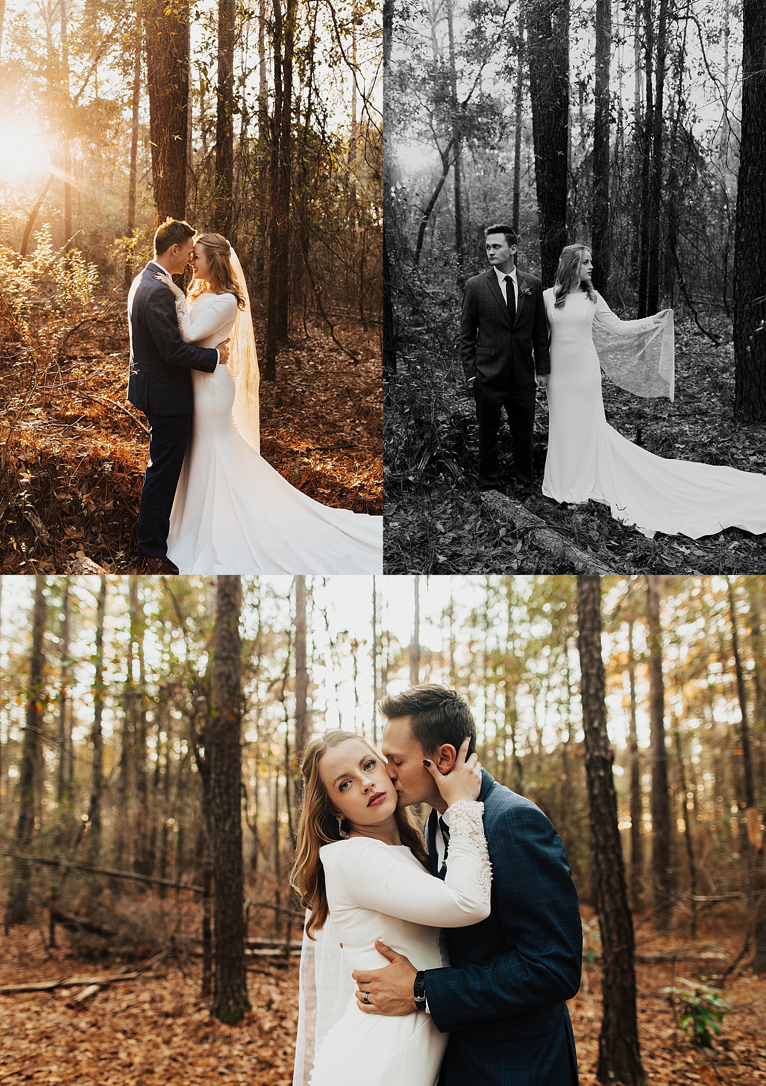 man embraces his bride under glowy light in trees by Destination wedding photographer