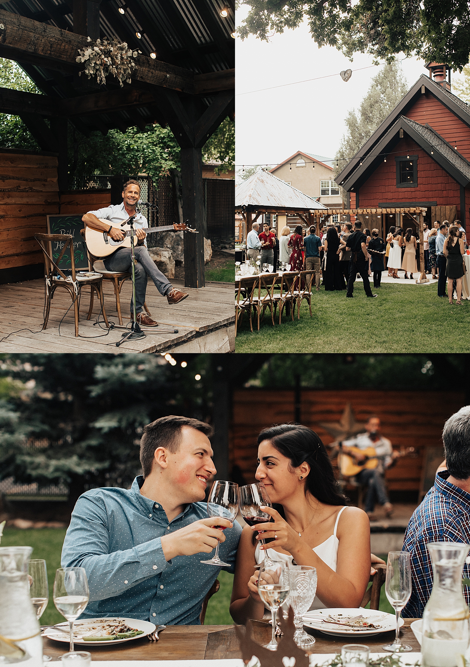 couple toasts champagne on the lawn during welcome dinner by Nicole Aston Photography