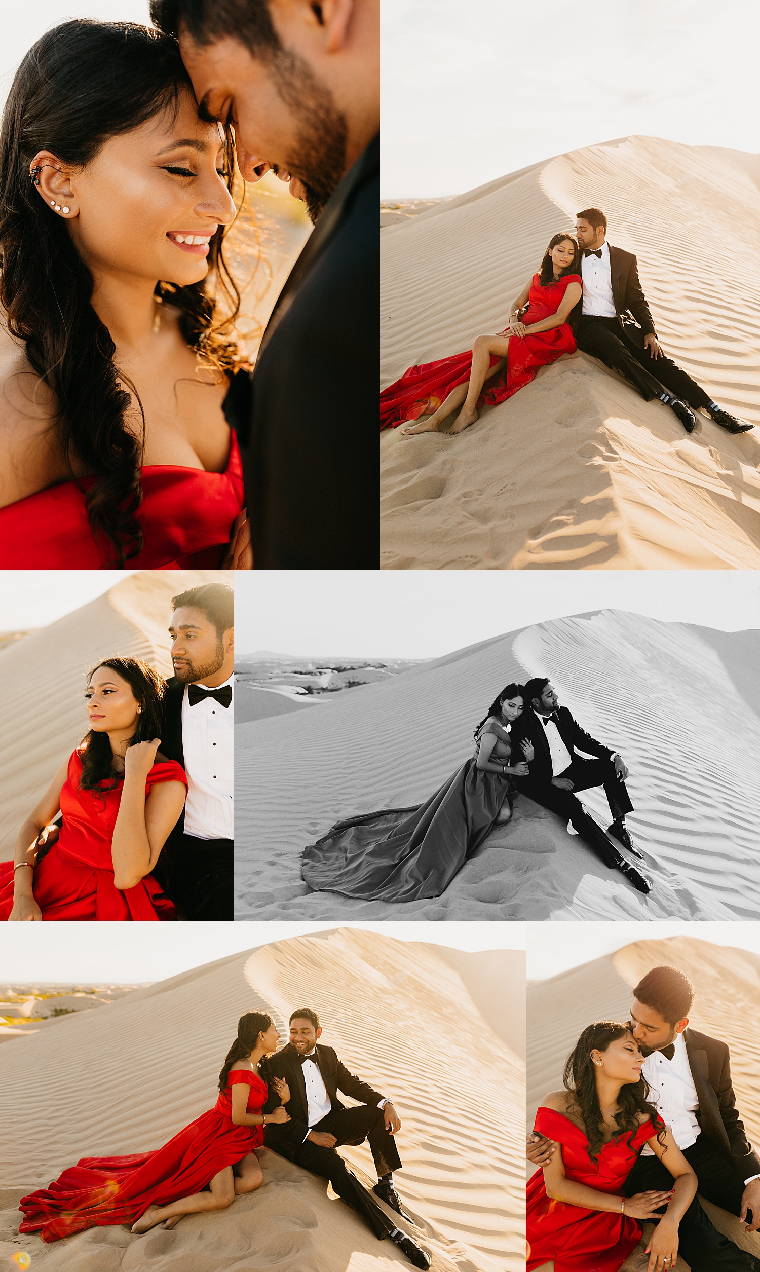 fiance holds onto his woman sitting in sandy terrain by Nicole Aston Photography