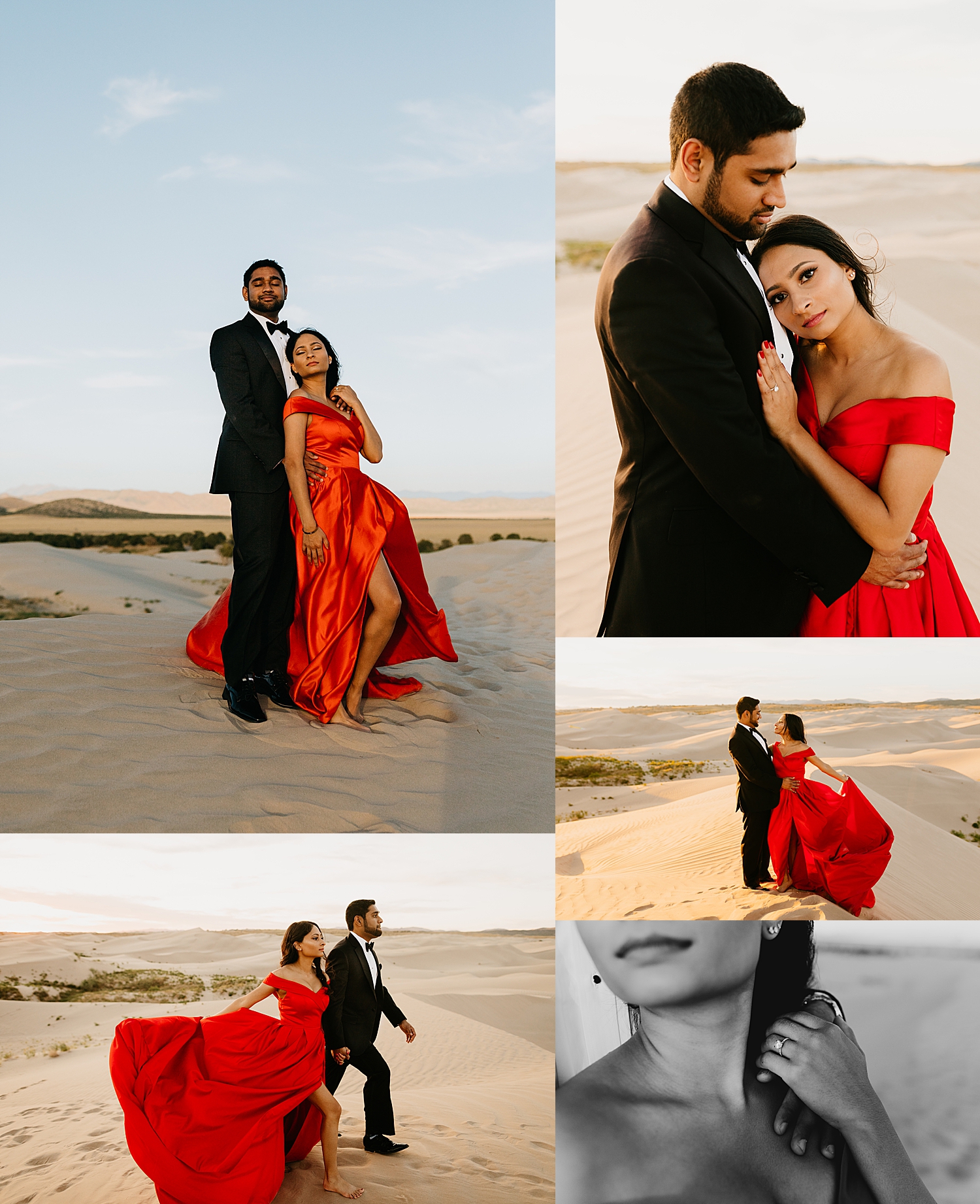 engaged couple lean together in ballgown and suit outside by Nicole Aston Photography