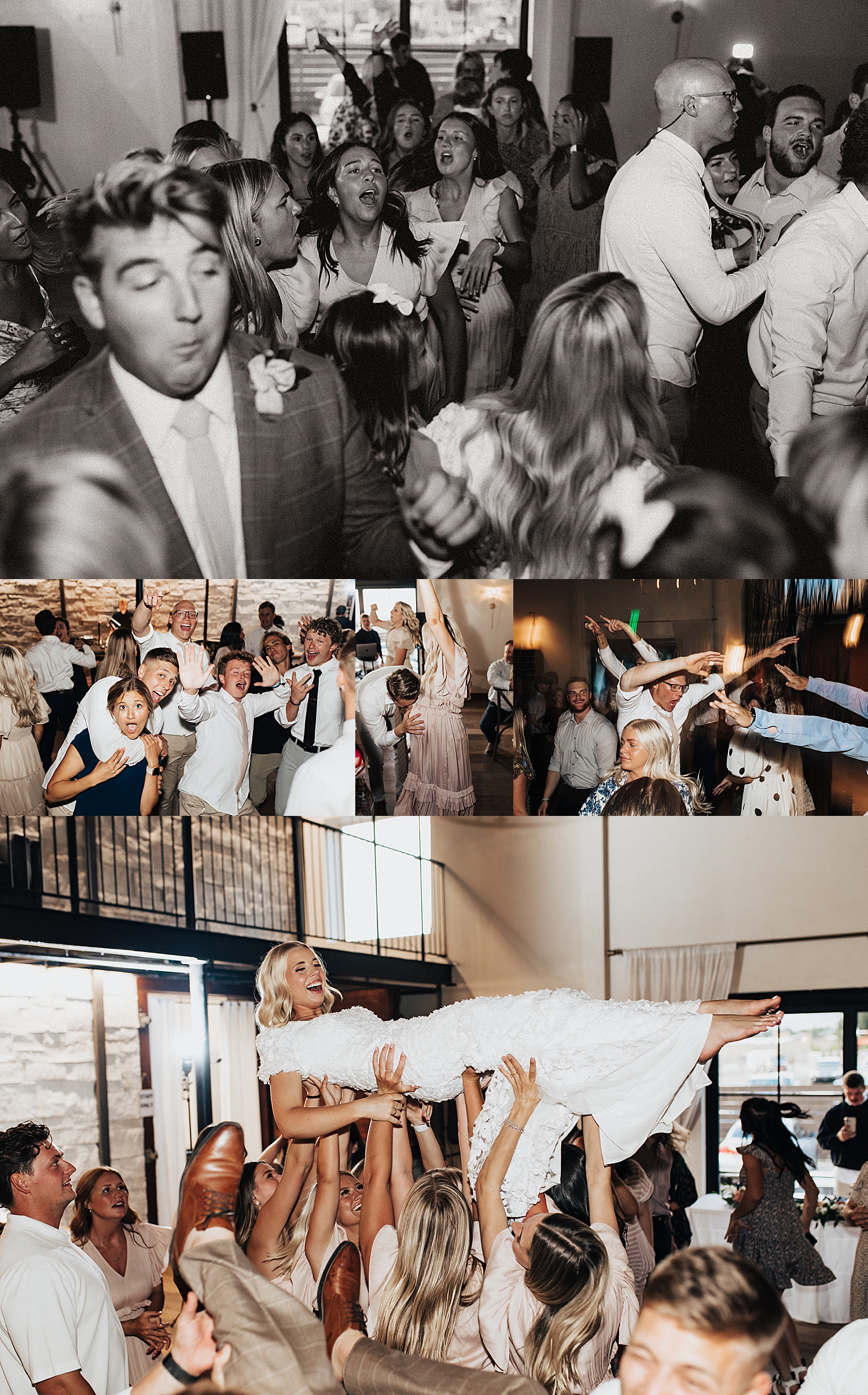 guests dance joyfully at reception at Wild Oak venue