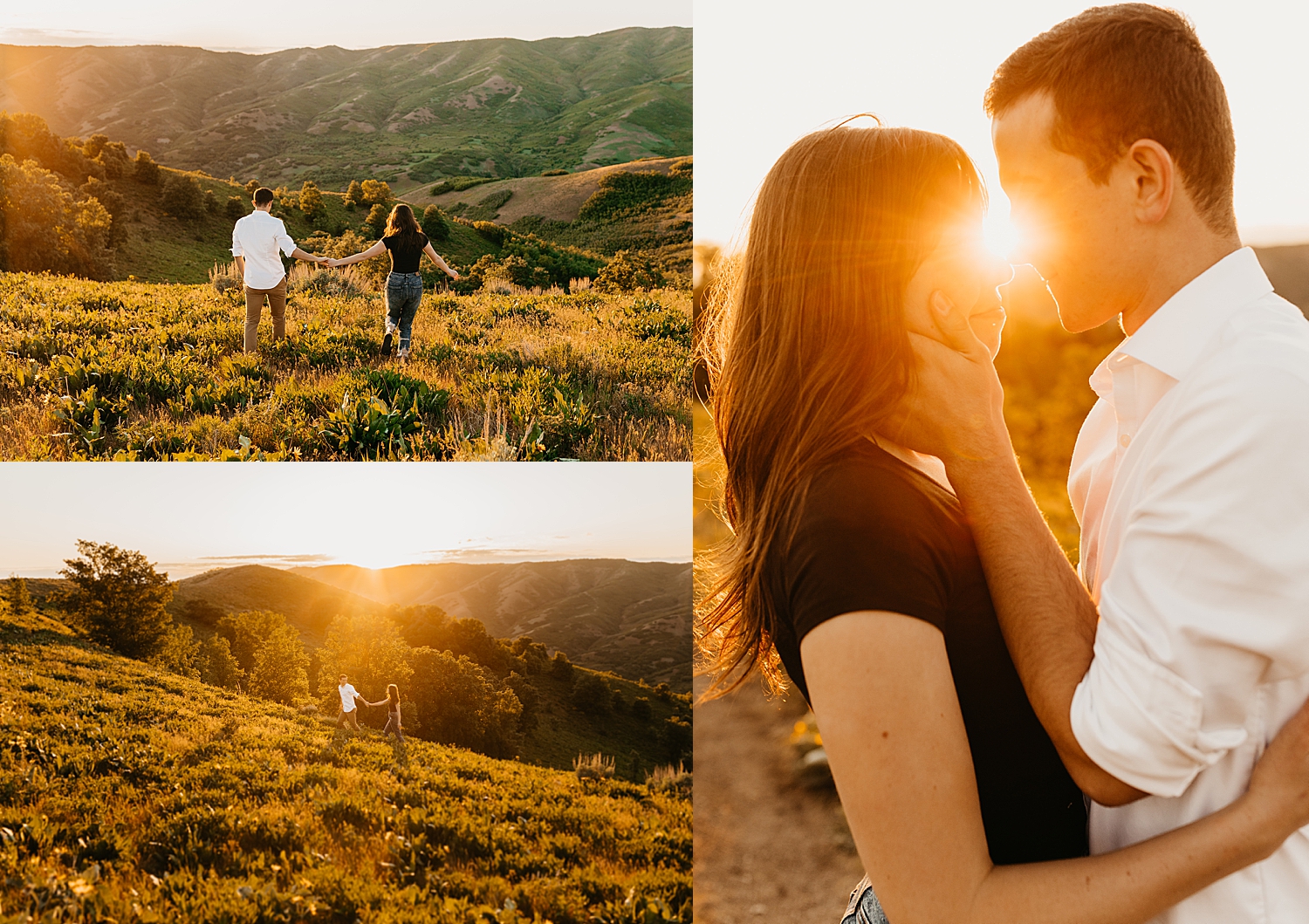 man leans in to kiss woman in golden hour by Destination wedding photographer