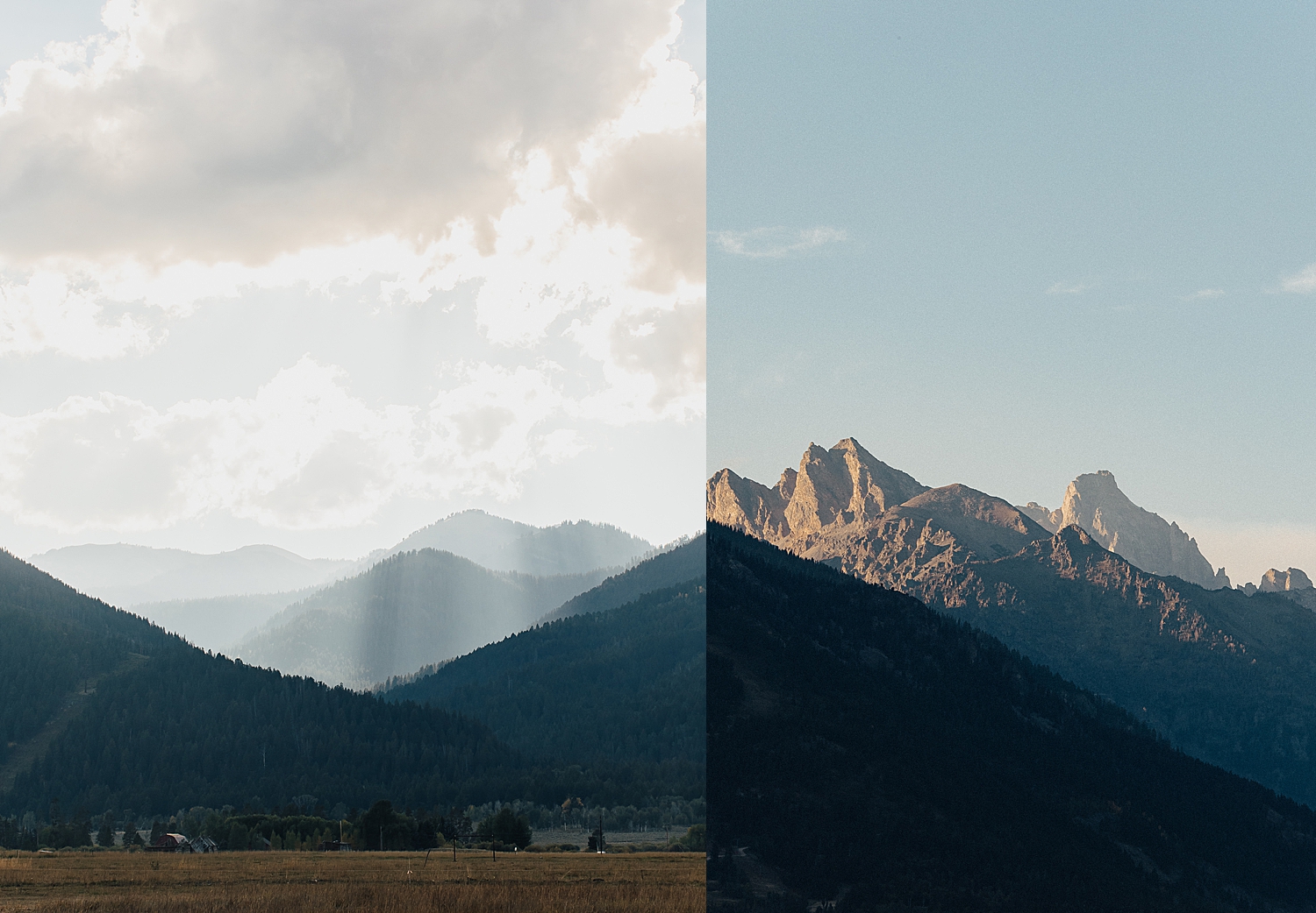 large sweeping mountains under golden hour light by Destination wedding photographer