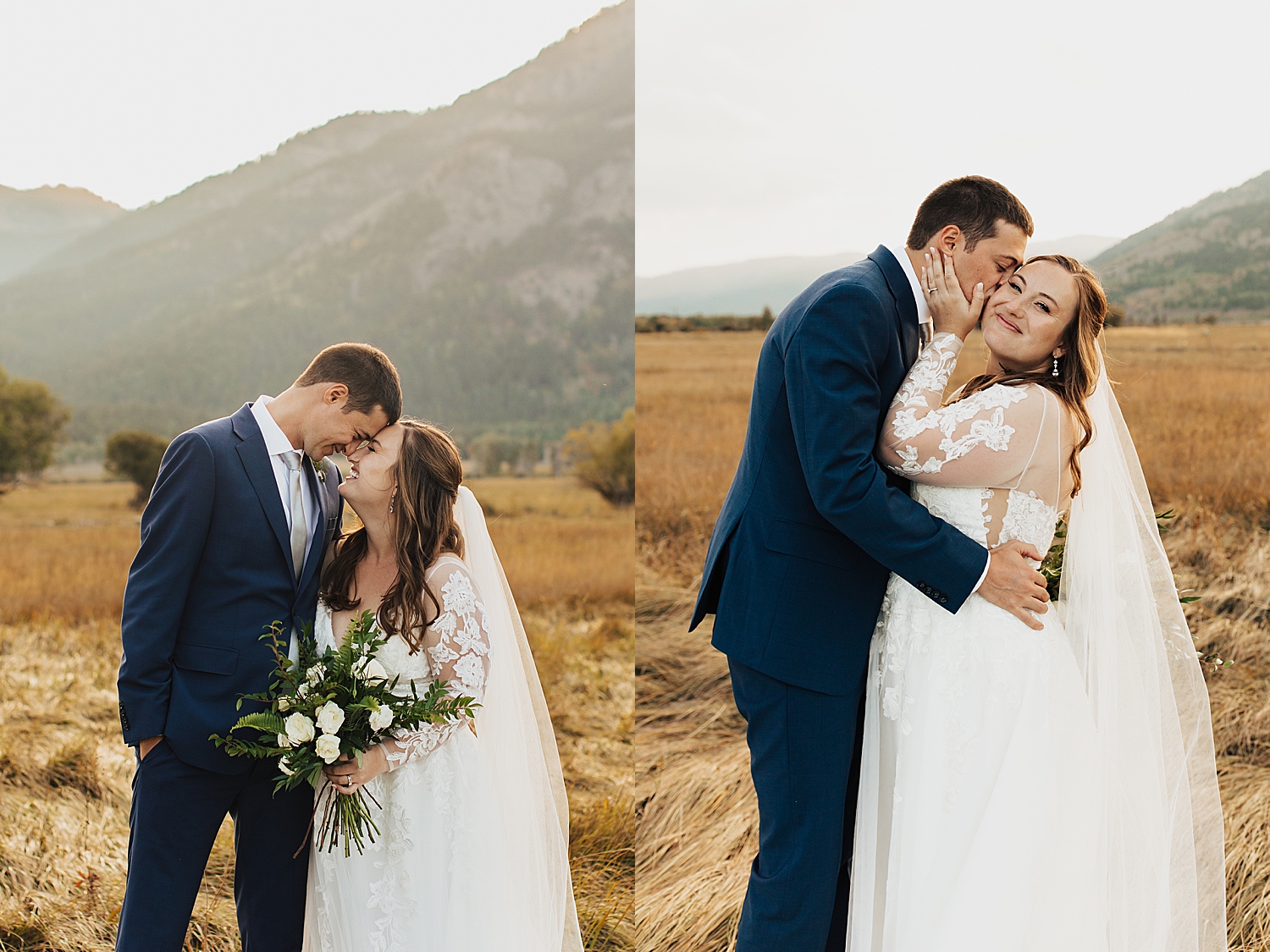 man and woman share a kiss in sweeping field by Nicole Aston Photography