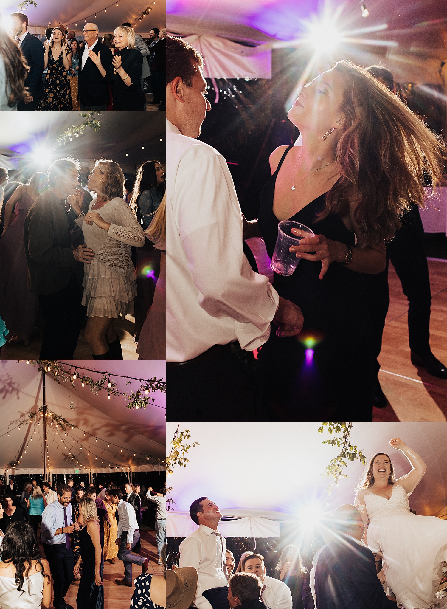 guests dance under strobe lights by Nicole Aston Photography