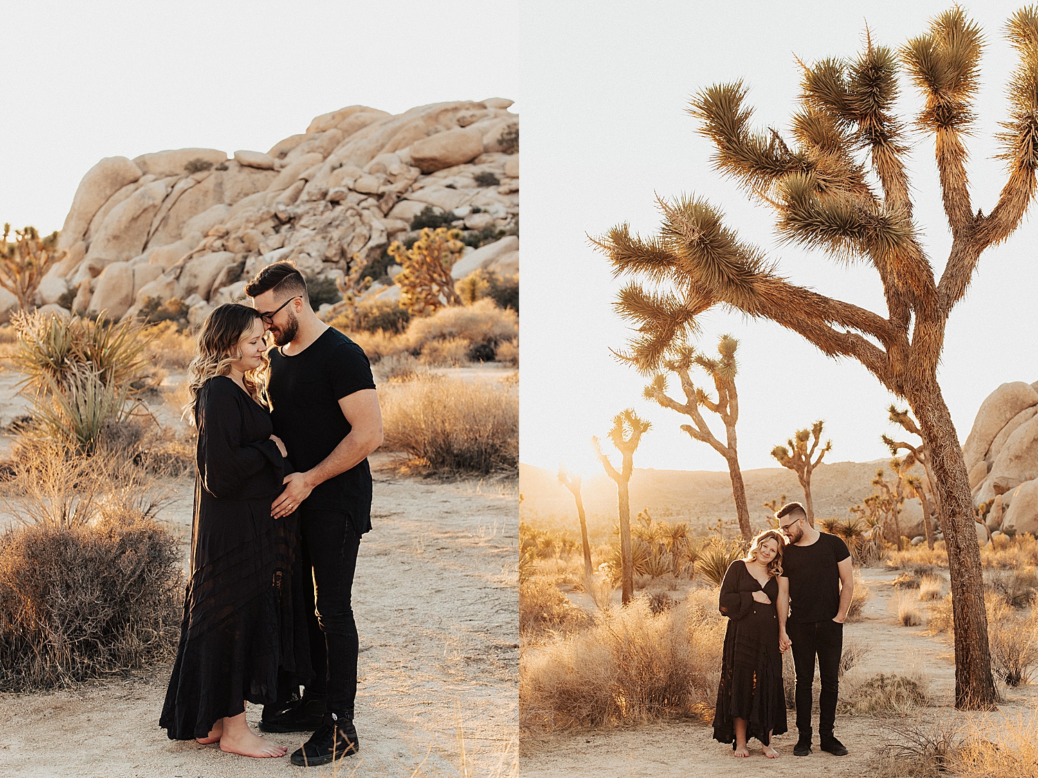couple dressed in all black outfits in desert by Destination wedding photographer