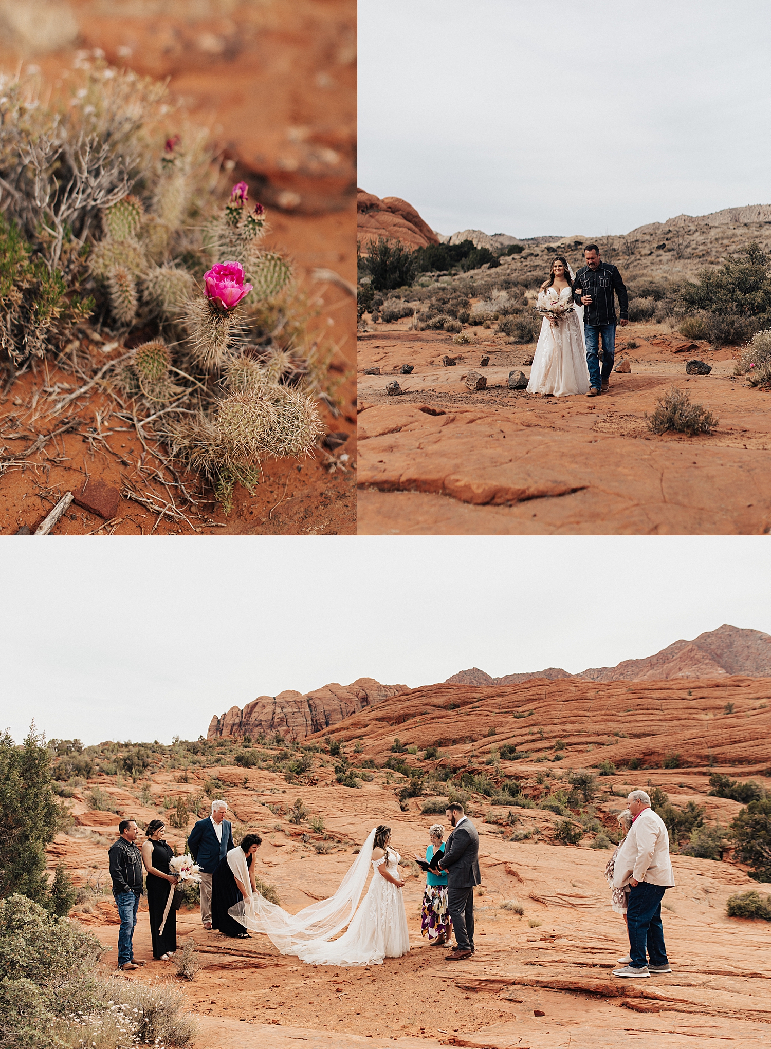 bride walks up desert plane to private ceremony by Destination wedding photographer