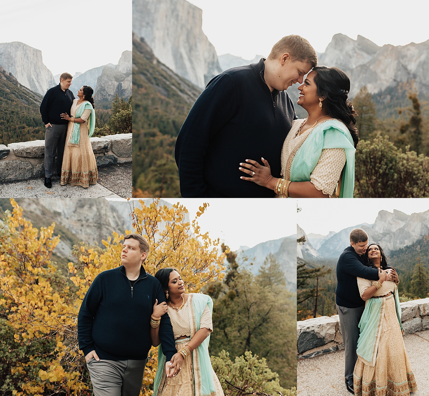 man in black shirt next to woman in traditional Indian outfit in California by Destination wedding photographer