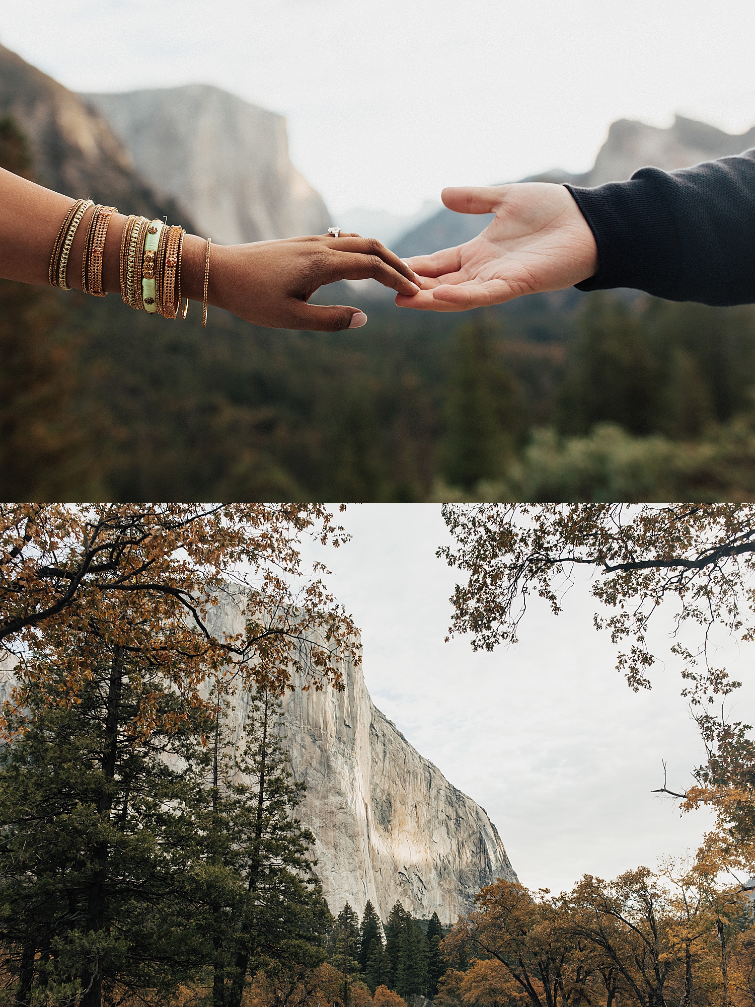 couple holds hands across space surrounded by mountains by Nicole Aston Photography