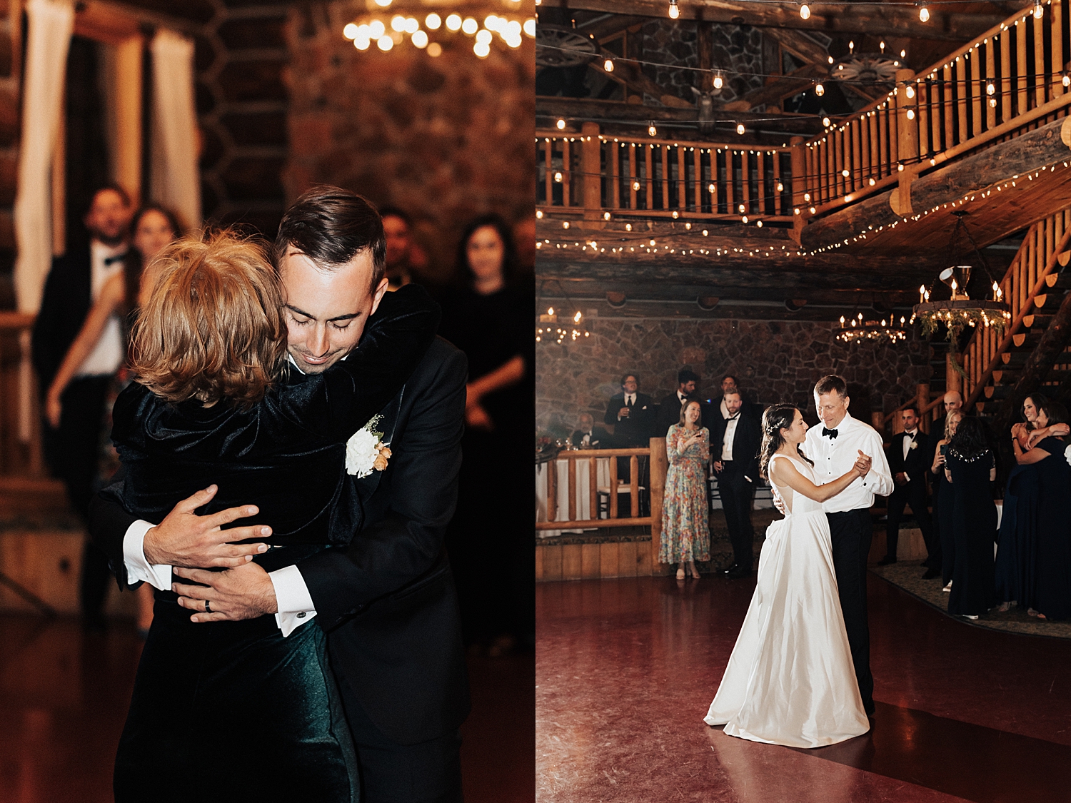 man and woman share a first dance in cabin for summer wedding in aspen