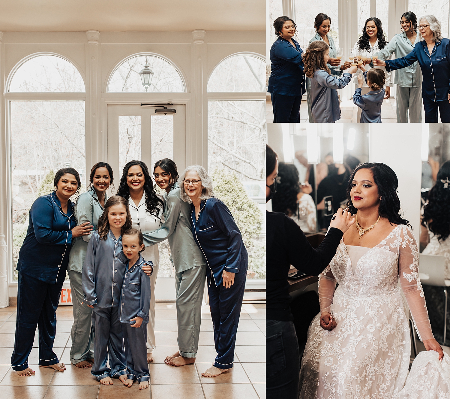 women surround bride before her ceremony by Destination wedding photographer