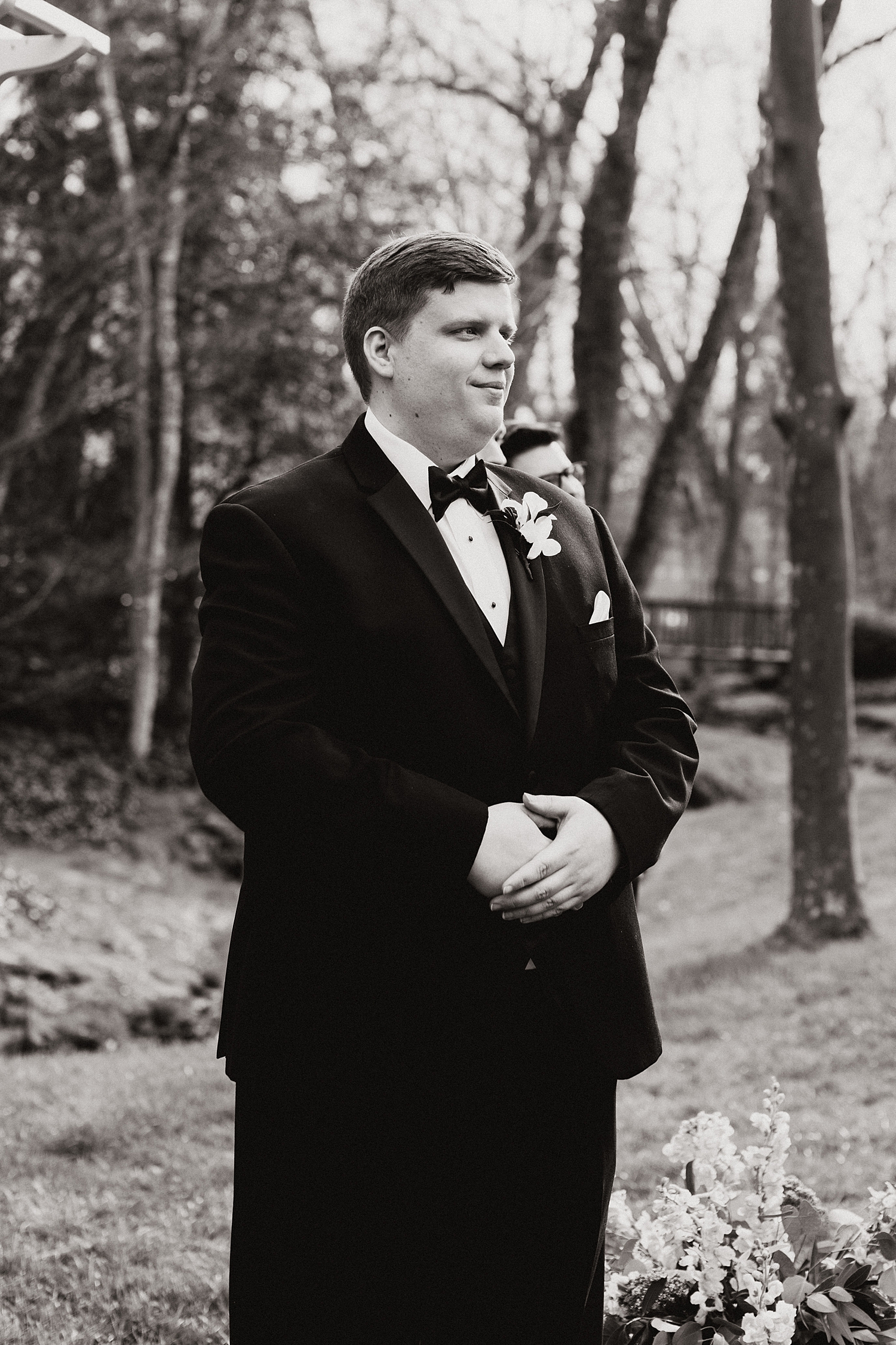 groom waits at alter for bride at Pomme Radnor