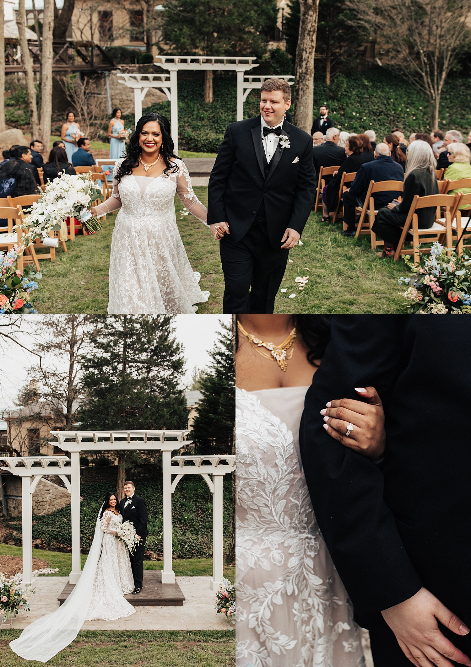 newlyweds walk back down the aisle at Pomme Radnor