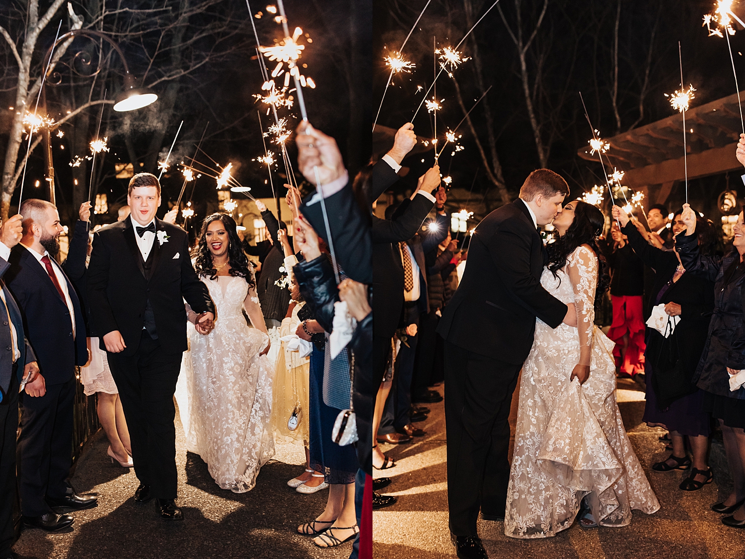 newlyweds leave in sparkler exit at Pomme Radnor