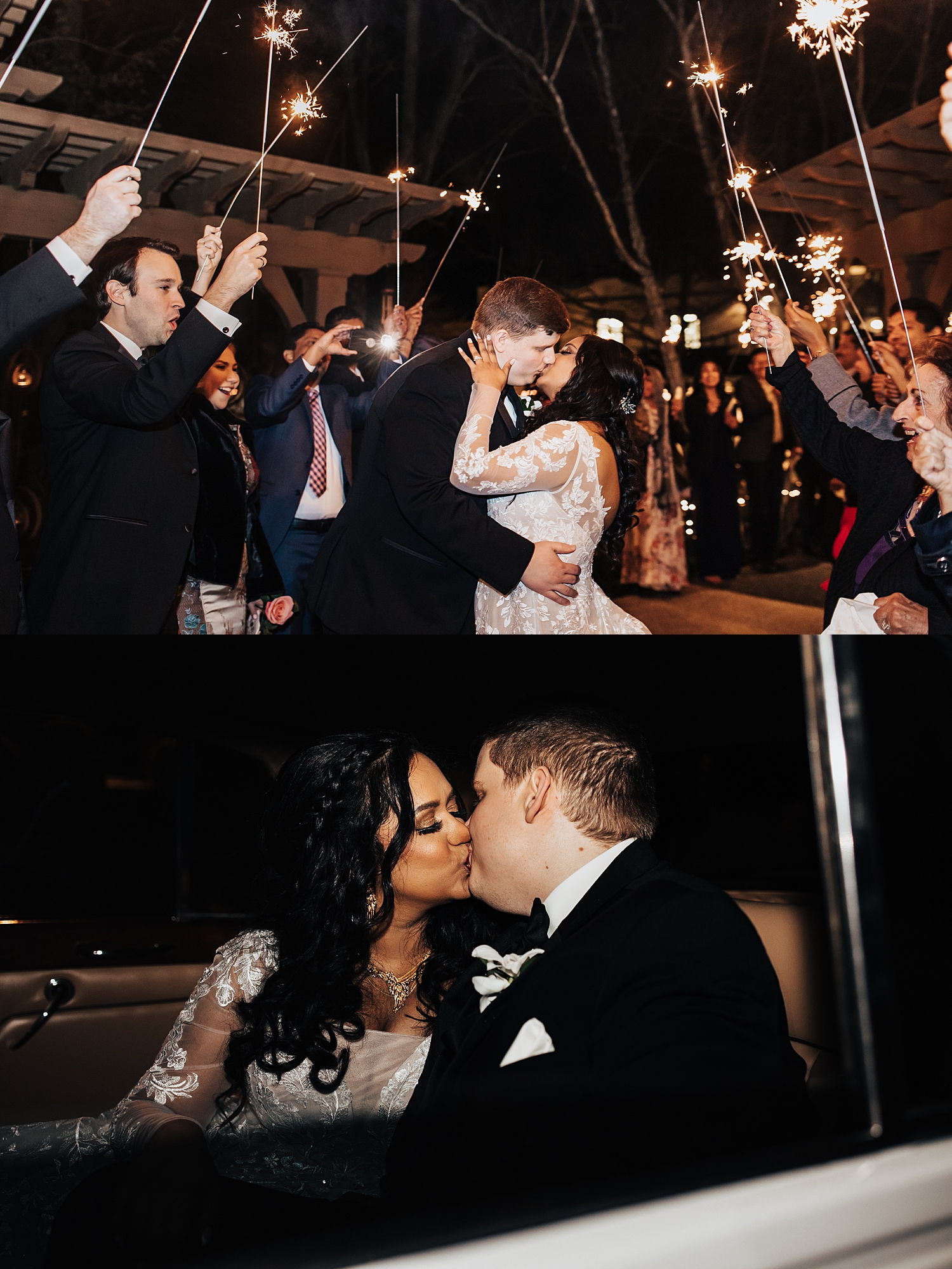 husband and wife drive off after sparkler exit by Nicole Aston photography