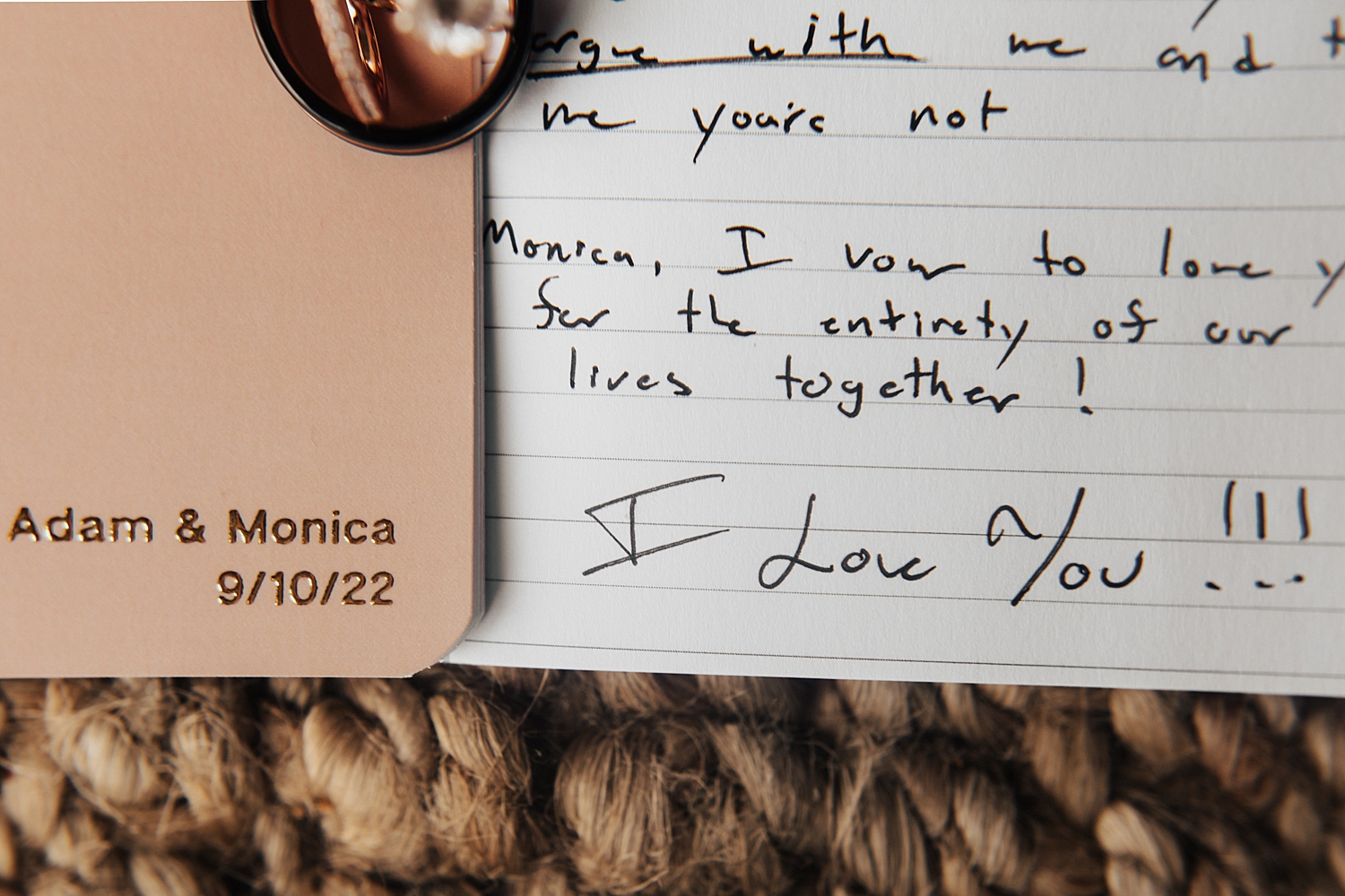 handwritten love note in notebook by Nicole Aston Photography