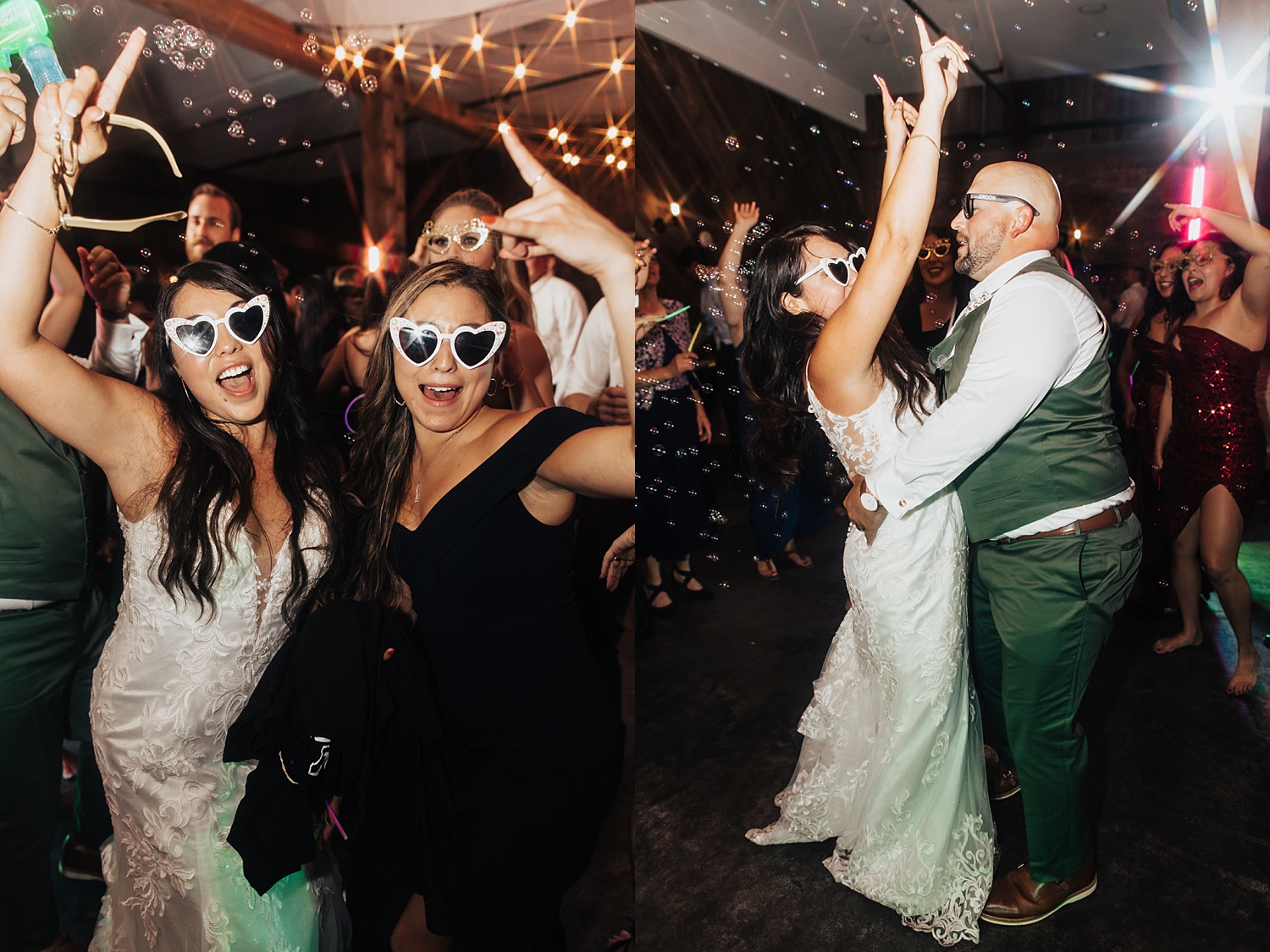 guests dance with newlyweds at party by Destination elopement photographer