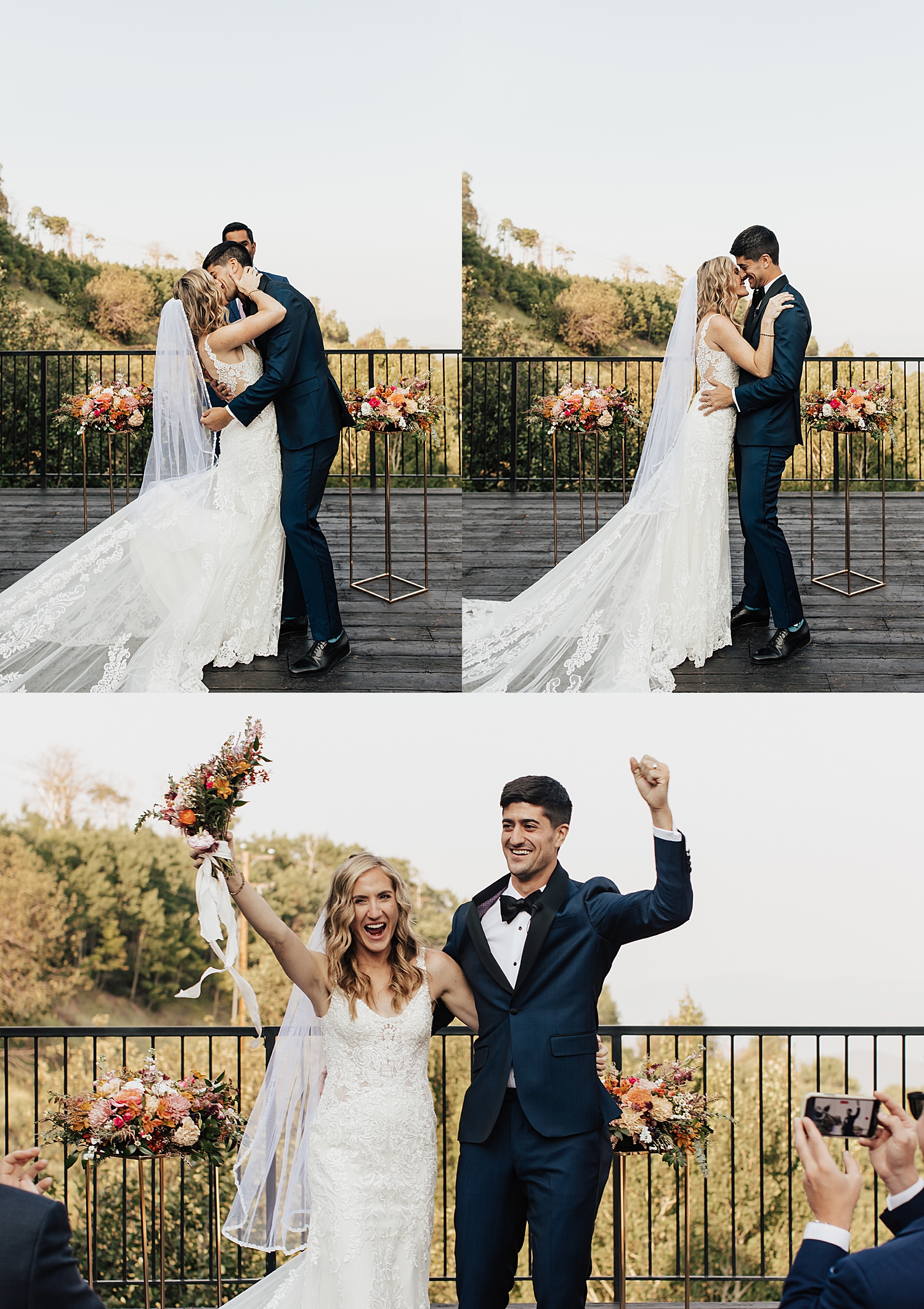 newlywed kiss at the alter outside by Nicole Aston Photography