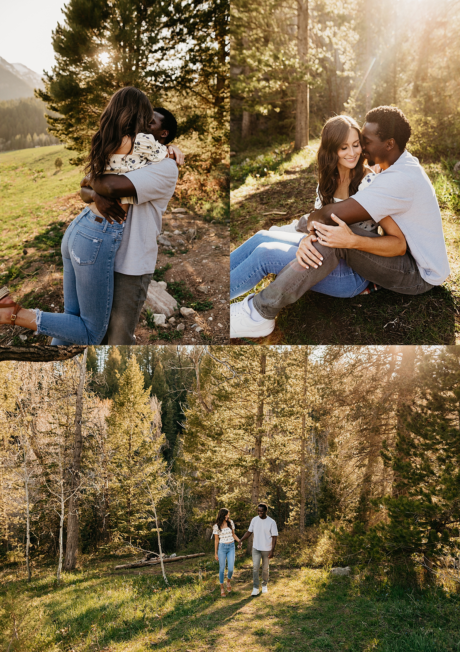 couple sits together on the grass under trees at Tibble Fork
