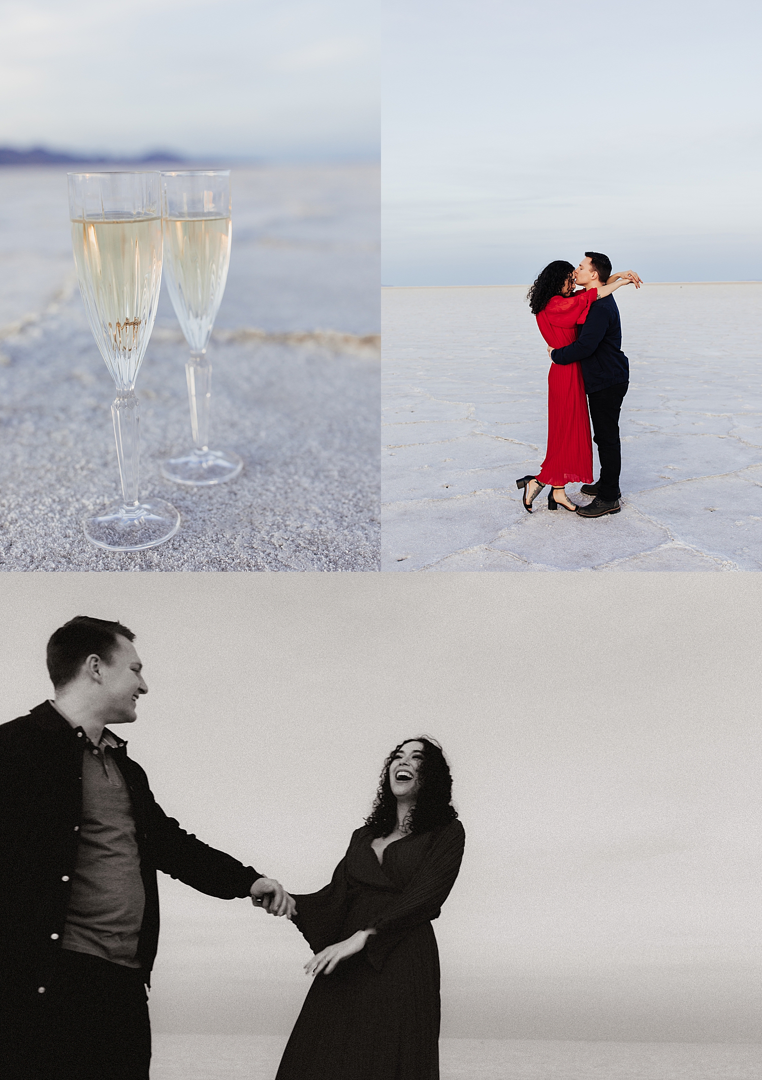 woman laughs as she dances with fiancé in Utah by Destination wedding photographer
