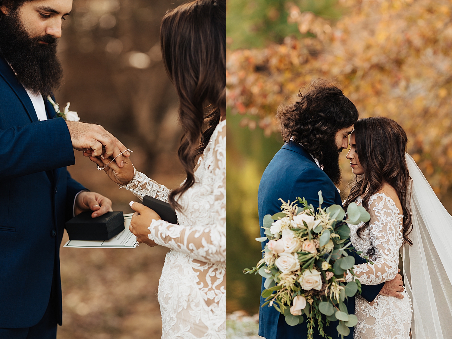 man and woman exchange private vows during first look by Nicole Aston Photography